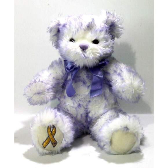 Build A Bear Nikki's Purple Ribbon Cancer Awareness Stuffed Animal Plush Bear - Picture 1 of 9